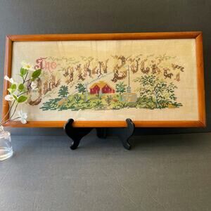 Vintage The Old Oaken Bucket Framed Cross Stitch Embroidery
